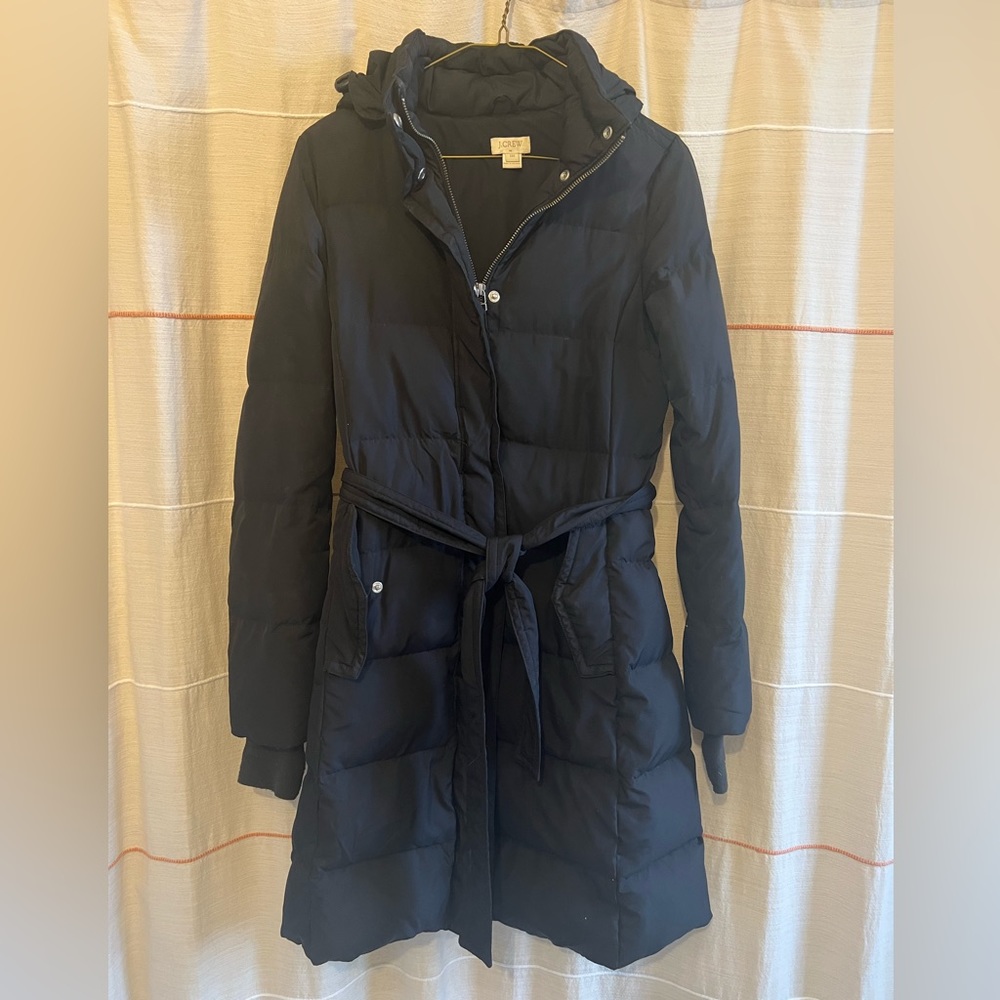 J crew puffer coat in black